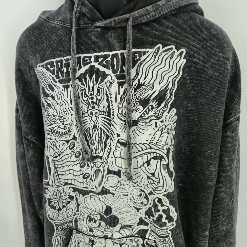 "Crime Zone Flash" Mens Gray Size XL Hoodie Artwork Rare Streetwear